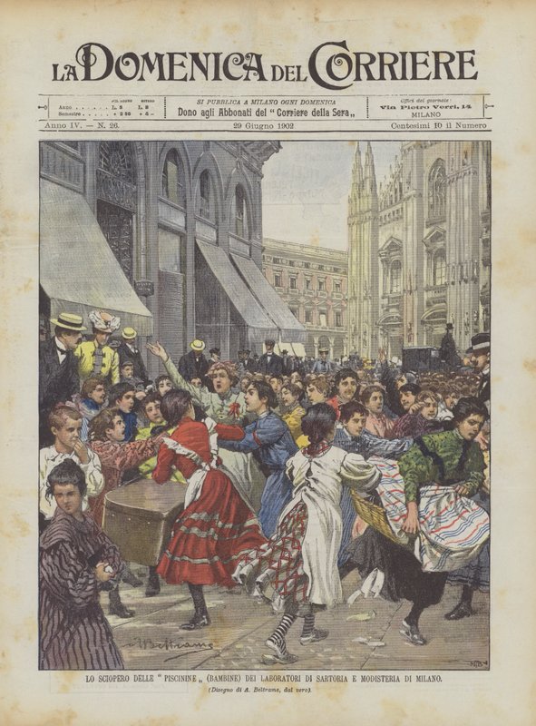 The Strike Of The Piscinine (Jenter) av Skredder- og Millinery-verkstedene i Milano av Achille Beltrame