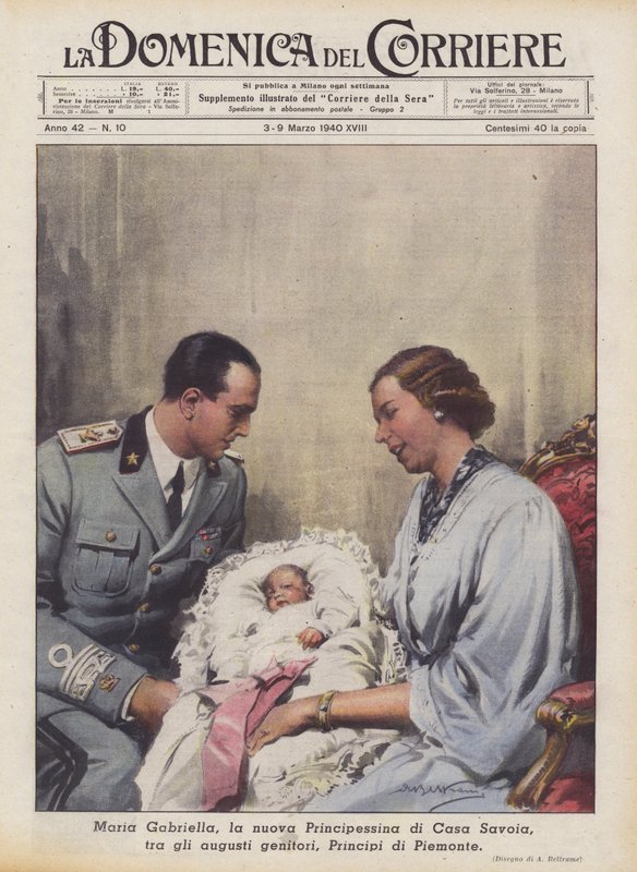 Maria Gabriella, den nye prinsessen av House of Savoy, blant de høye foreldrene, Princes of Piemonte av Achille Beltrame