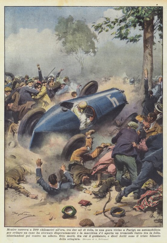 Mens han løp 200 kilometer den gang, mellom to fløyer av en folkemengde, i et løp nær Paris? av Achille Beltrame