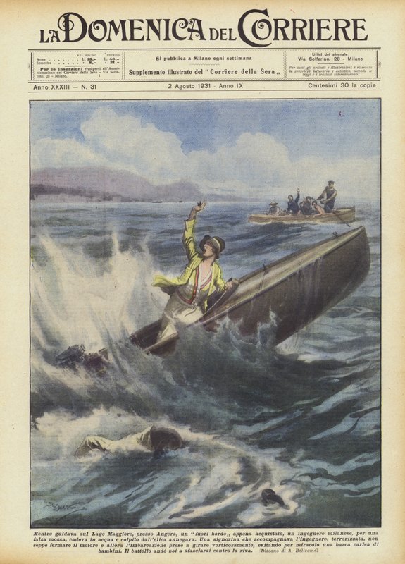 Mens du kjører en nyinnkjøpt overbord på Lago Maggiore, nær Angera? av Achille Beltrame