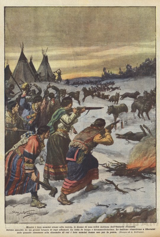 Mens mennene deres jaktet, var kvinnene fra en indianerstamme i Ontario (Canada) det? av Achille Beltrame