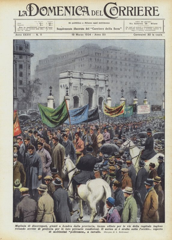 Tusenvis av arbeidsledige, som ankom London fra provinsen, marsjerte gjennom hovedstadens gater? av Achille Beltrame