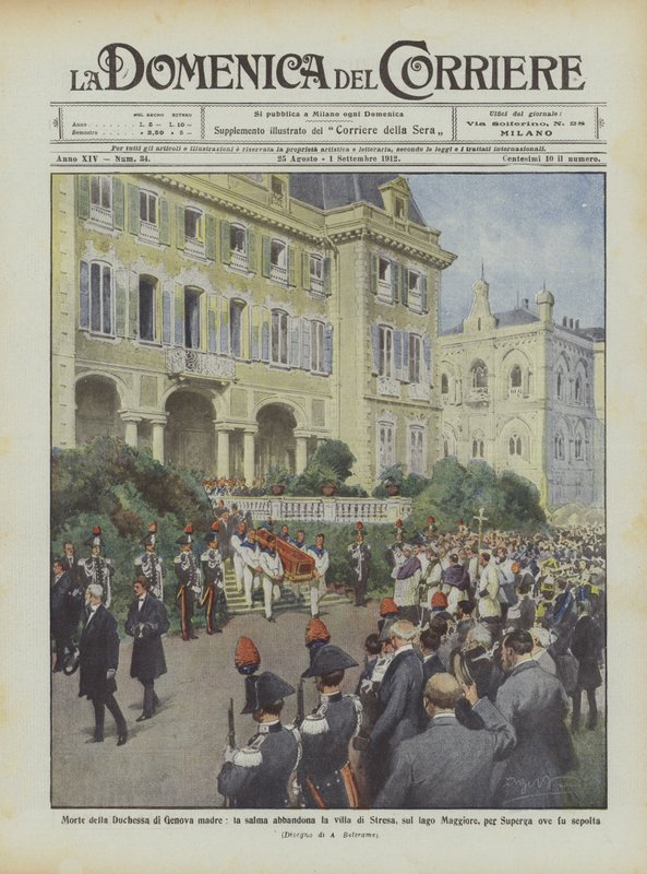 Død av hertuginnen av Genova mor, forlater kroppen villaen til Stresa, ved Lago Maggiore? av Achille Beltrame