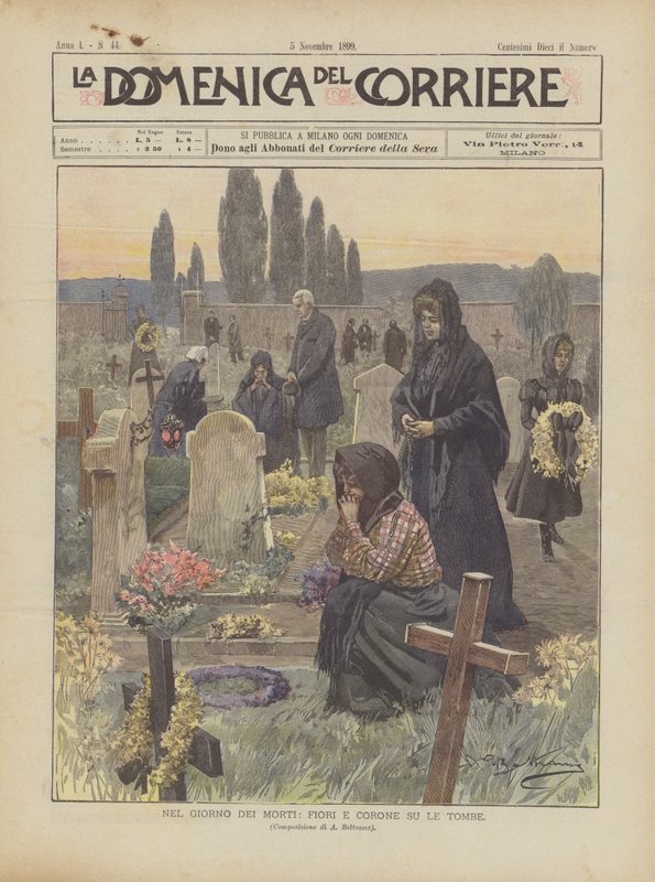 På de dødes dag, blomster og kranser på gravene av Achille Beltrame