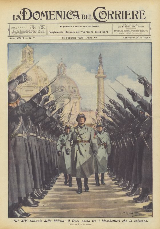 I militsens XIV-år passerer hertugen blant musketerene som hilser ham av Achille Beltrame