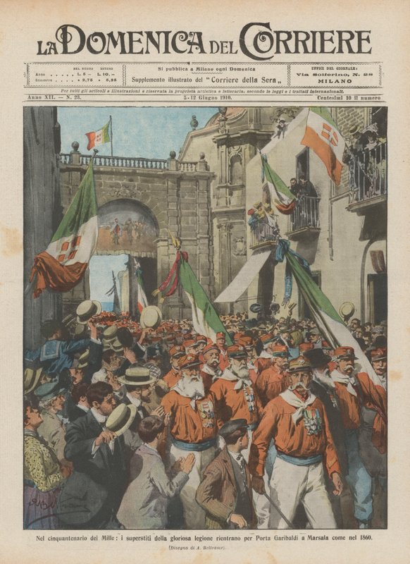 I femtiårsjubileet for Tusen, returnerte de overlevende fra den strålende legionen til Porta Garibaldi? av Achille Beltrame
