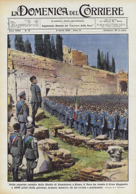 I den fantastiske omgivelsen til Domitian Stadium i Roma, holdt Duce den store rapporten på 4000? av Achille Beltrame