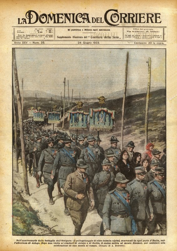 På årsdagen for slaget ved Ortigara, pilegrimsreisen til over seks tusen Alpini? av Achille Beltrame