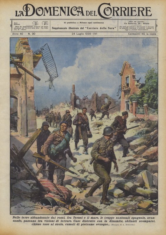 I landene forlatt av de røde, mellom Teruel og havet, rykker de spanske nasjonale troppene frem? av Achille Beltrame