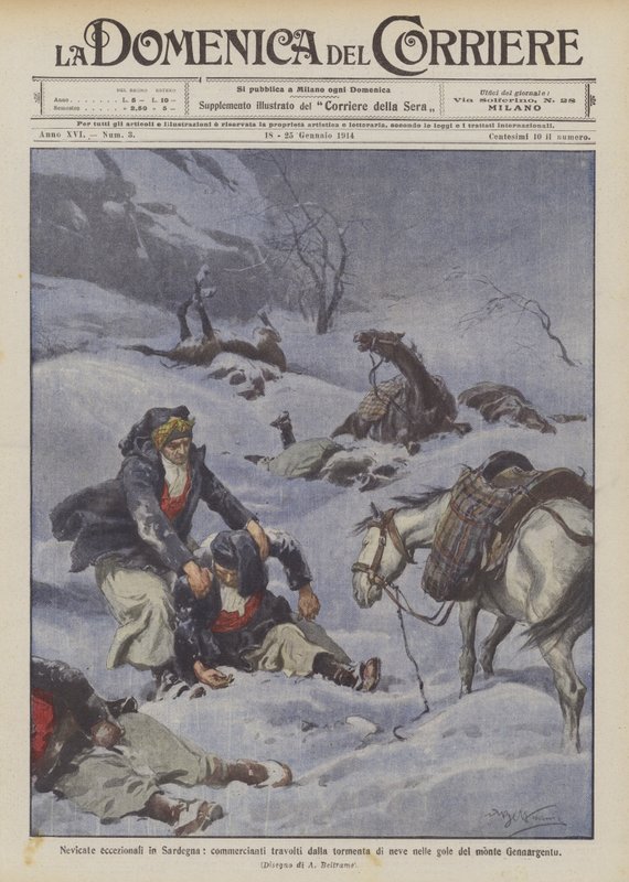 Eksepsjonelle snøfall på Sardinia, handelsmenn overveldet av snøstormen i kløftene til Gennargentu-fjellet av Achille Beltrame
