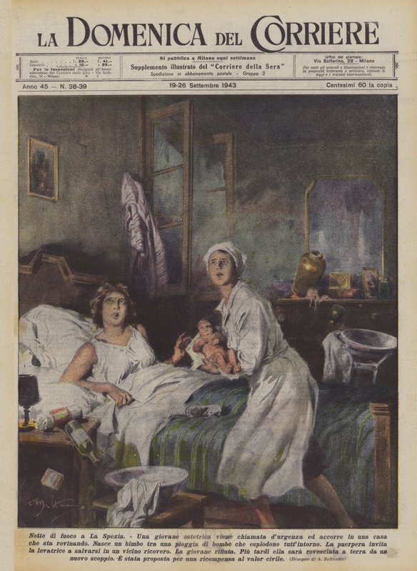 Brannnatt i La Spezia av Achille Beltrame