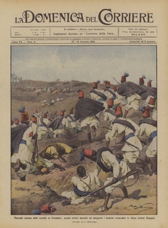 Delvis gjenopptakelse av fiendtlighetene i Cyrenaica, lansert eritreisk askari for å jage beduinene? av Achille Beltrame