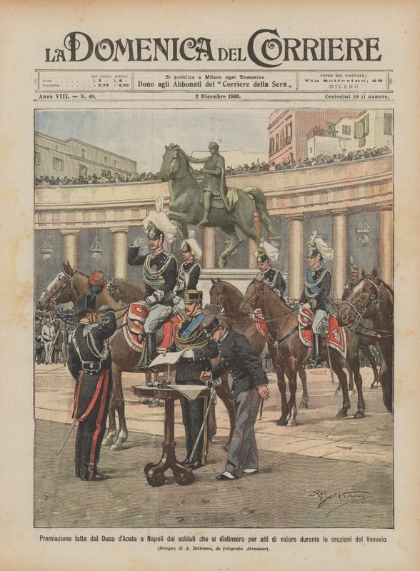 Pris gitt av hertugen av Aosta i Napoli til soldatene som utmerket seg for tapperhet? av Achille Beltrame