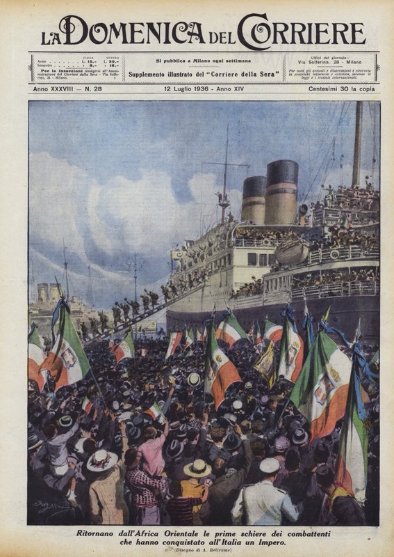 De første rekkene av jagerfly som har erobret et imperium i Italia vender tilbake fra Øst-Afrika av Achille Beltrame