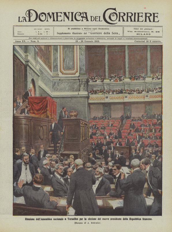 Møte i nasjonalforsamlingen i Versailles for valg av den nye presidenten i den franske republikken av Achille Beltrame