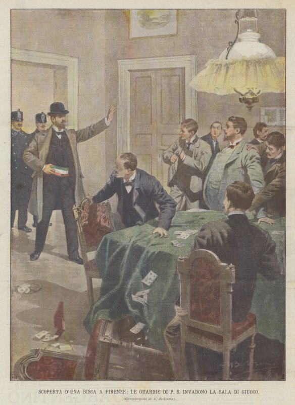 Discovery Of A Bisca in Florence, The Guards Of P S invaderer Spillerommet av Achille Beltrame