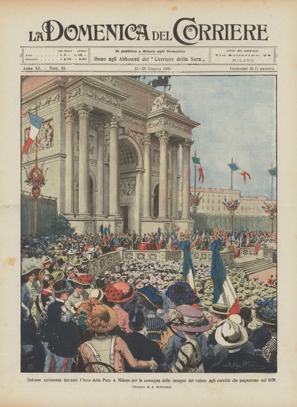 Høytidelig seremoni foran Arco della Pace i Milano for levering av insigniene av verdi til? av Achille Beltrame
