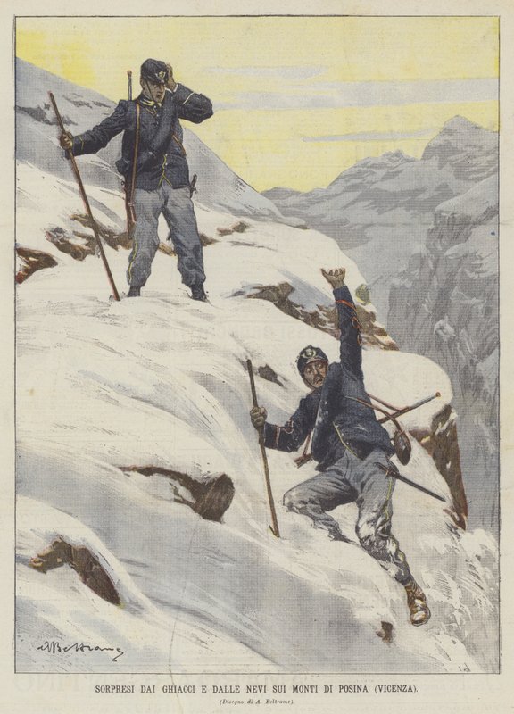 Overrasket av isen og snøen på fjellene i Posina (Vicenza) av Achille Beltrame