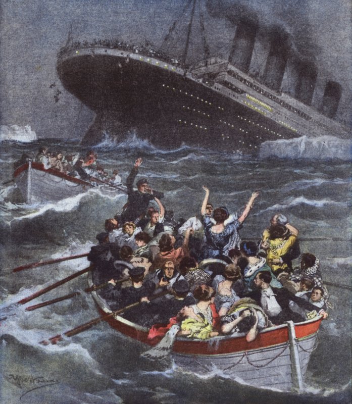 Forferdelig maritim katastrofe, det største havskipet Titanic synker med 1600 mennesker? av Achille Beltrame