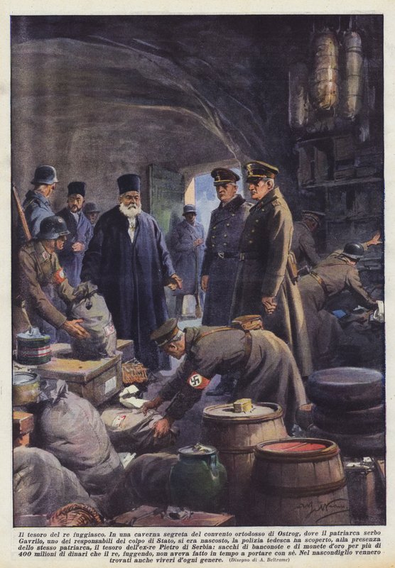 Skatten til den løpske kongen (farge litho) av Achille Beltrame