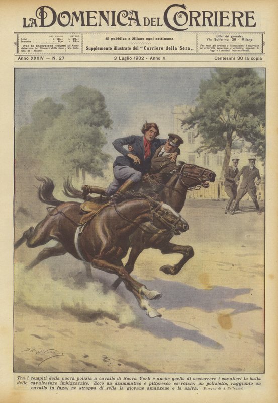 Blant oppgavene til det nye New York Horse Police og også det å redde rytterne? av Achille Beltrame