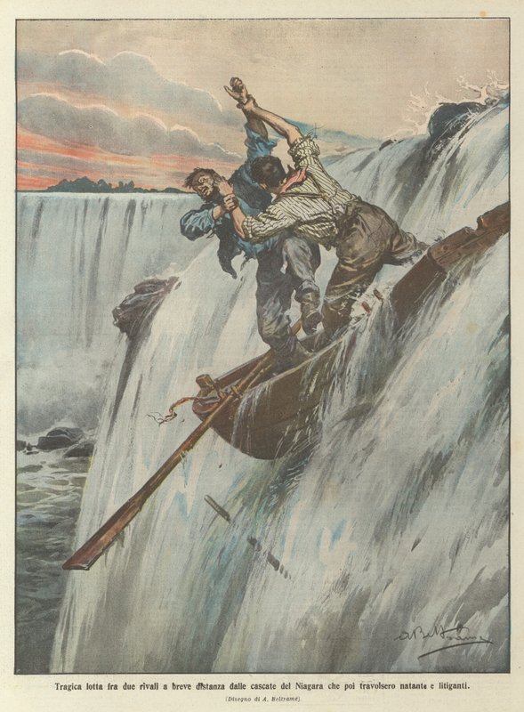 Tragisk kamp mellom to rivaler et lite stykke fra Niagara Falls som deretter oppslukte båten og krangelene av Achille Beltrame