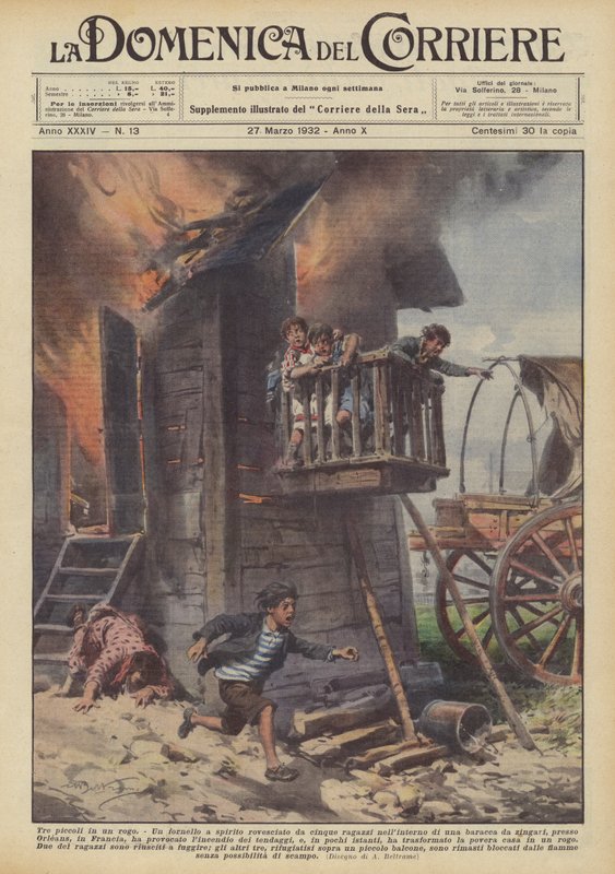 Tre små på en innsats av Achille Beltrame