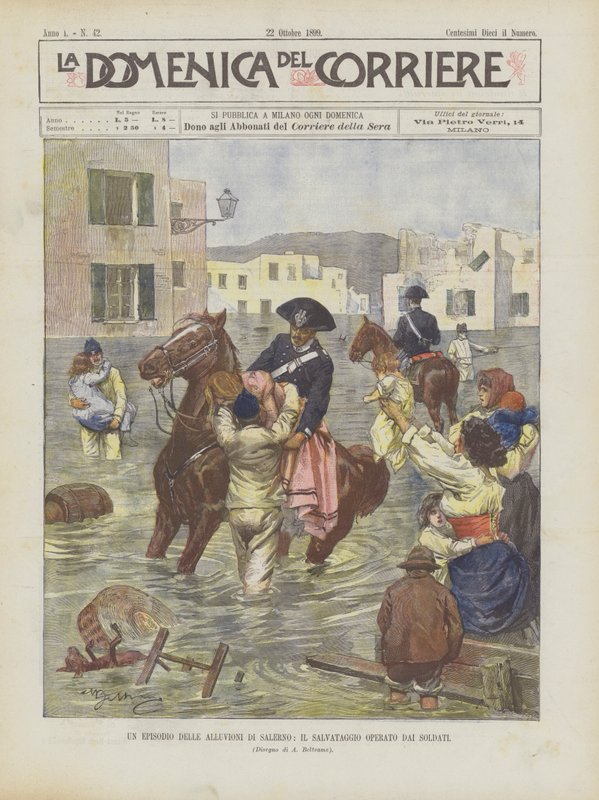 En episode av Salerno-flommene, redningen av soldater av Achille Beltrame
