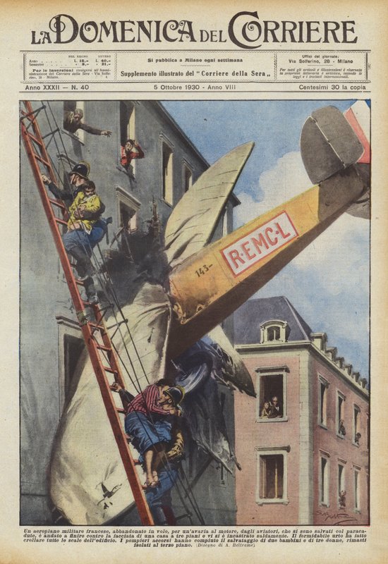 Et fransk militærfly, forlatt på flukt av flygerne på grunn av motorsvikt? av Achille Beltrame