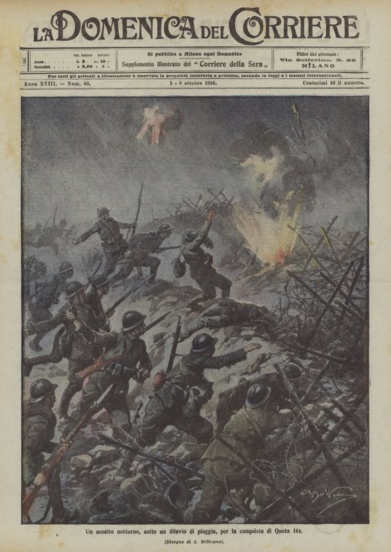 Et nattangrep, under en flom av regn, for erobringen av høyde 144 av Achille Beltrame