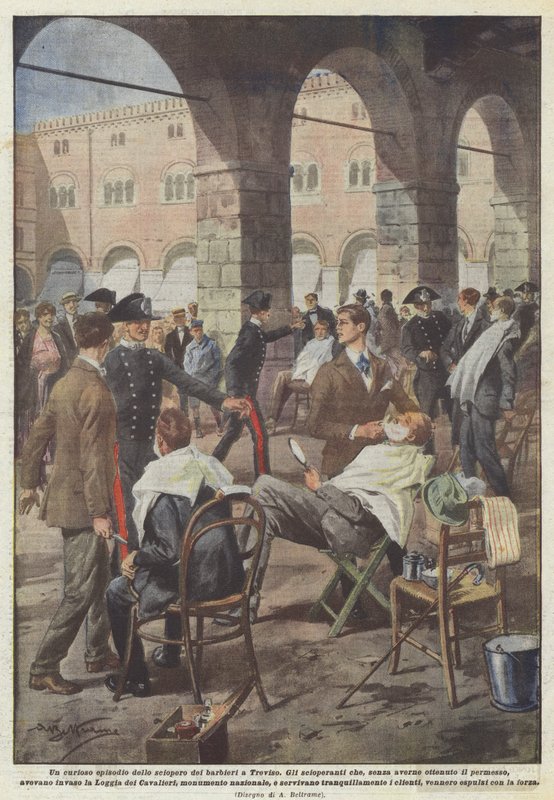 En nysgjerrig episode av barberstreiken i Treviso av Achille Beltrame