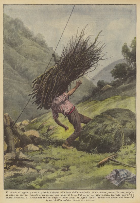 En trebunt, nådd i stor fart ved foten av taubanen til et fjell nær Varese? av Achille Beltrame