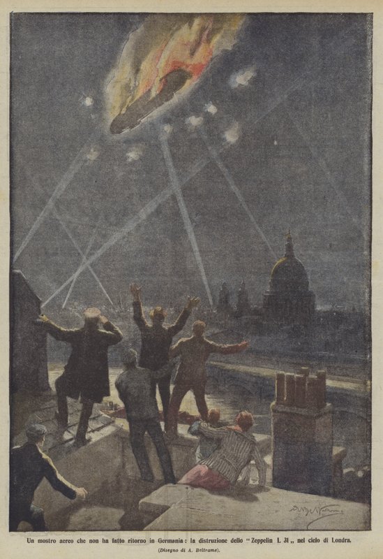 Et luftmonster som ikke kom tilbake til Tyskland, ødeleggelsen av Zeppelin L 31 på London-himmelen av Achille Beltrame