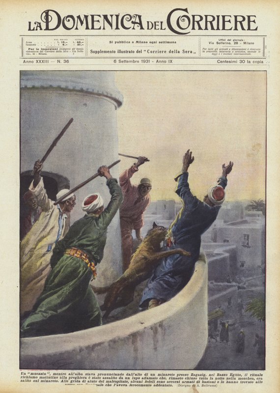 En muezzin, mens han ved daggry snakket fra toppen av en minaret nær Zagazig? av Achille Beltrame