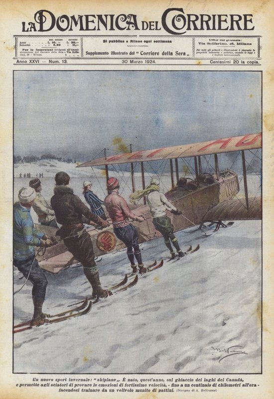 En ny vintersport, skifly av Achille Beltrame