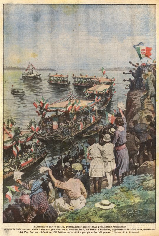En pittoresk prosesjon på Po av Achille Beltrame