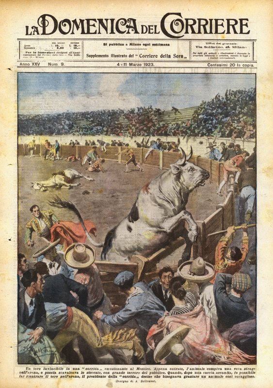 En uovervinnelig okse i en spennende tyrefekting i Mexico av Achille Beltrame