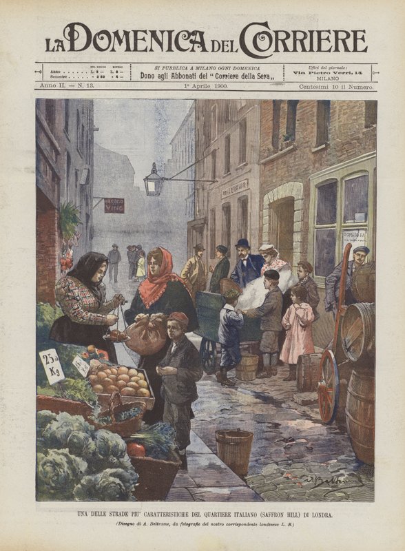 En av de mest karakteristiske gatene i det italienske kvarteret (Saffron Hill) i London av Achille Beltrame