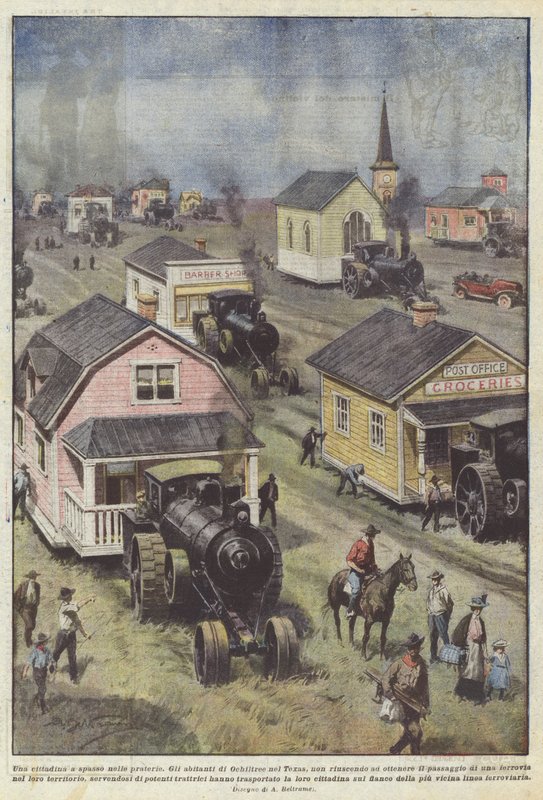 En liten by som går på prærien av Achille Beltrame