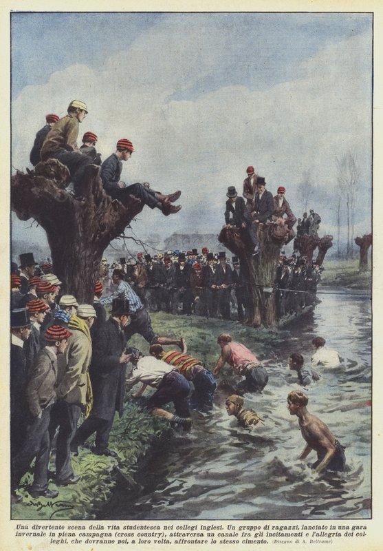 En morsom scene fra studentlivet på engelske internatskoler av Achille Beltrame