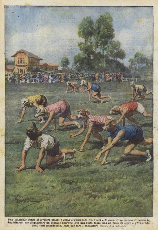 Ble det organisert en original rase av menneskelige greyhounds mellom medlemmene og medlemmene i en klubb? av Achille Beltrame