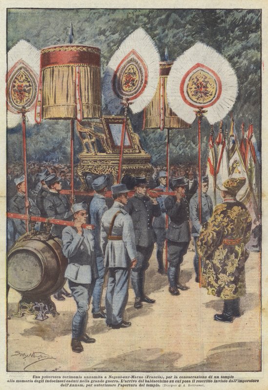 En pittoresk Annamitt-seremoni i Nogent-sur-Marne (Frankrike) for innvielsen av et tempel? av Achille Beltrame
