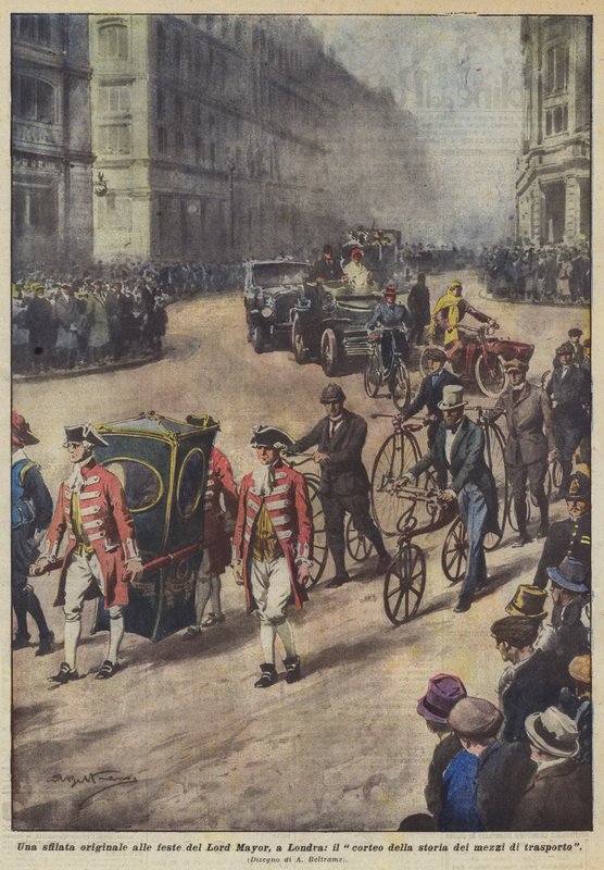 En original parade ved Lord Mayor-feiringen i London, prosesjonen av transporthistorien av Achille Beltrame