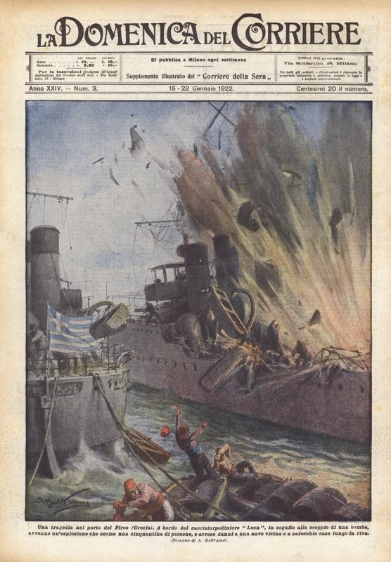 En tragedie i havnen i Pireus (Hellas) av Achille Beltrame