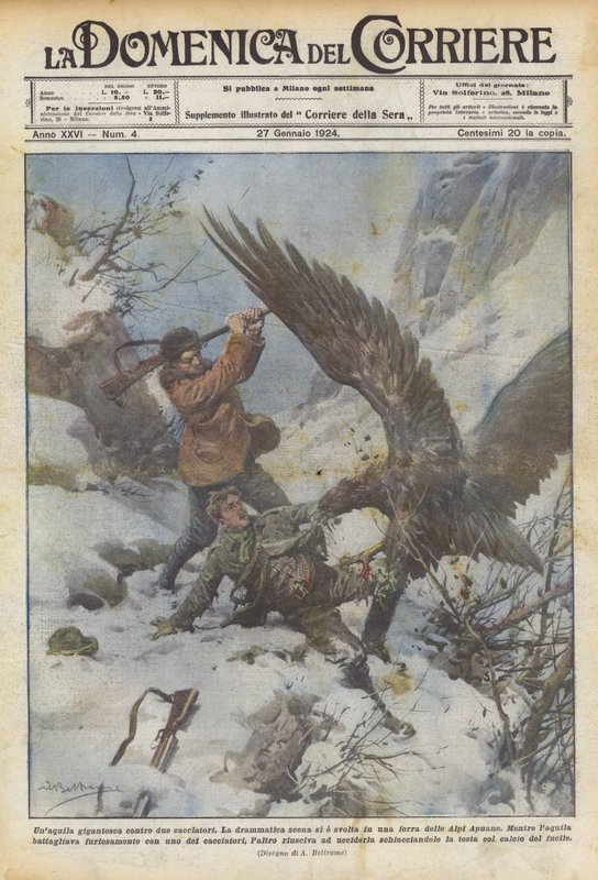 En gigantisk ørn mot to jegere av Achille Beltrame