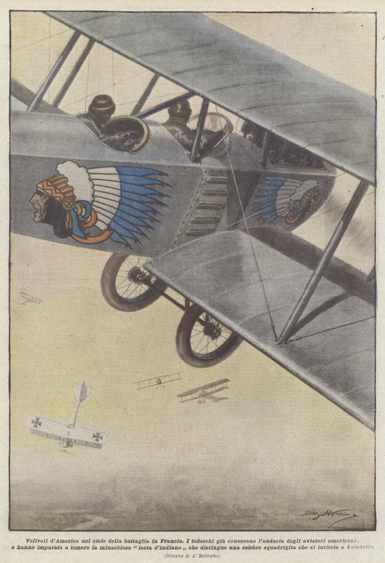 Amerikas fly på slagets himmel i Frankrike av Achille Beltrame