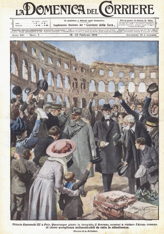 Vittorio Emanuele III i Pula av Achille Beltrame