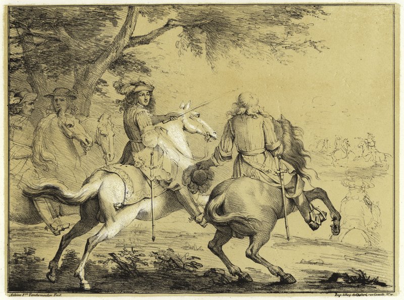 Kong Ludvig XIV ved nederlaget til den spanske hæren nær Brugge-kanalen i 1667 av Adam Frans van der Meulen