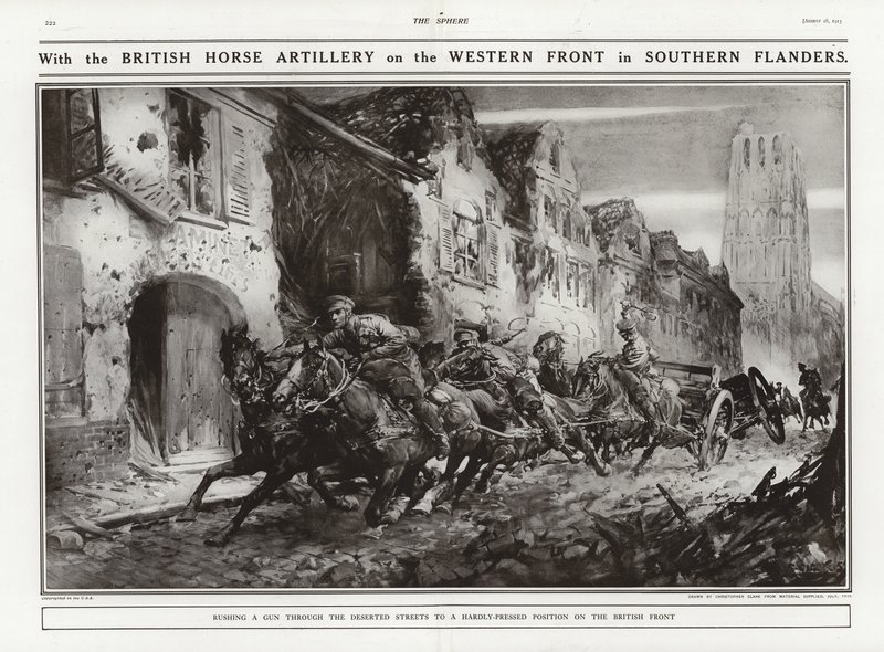 Britisk hesteartilleri på vestfronten i Sør-Flandern, første verdenskrig av Addison Thomas Millar