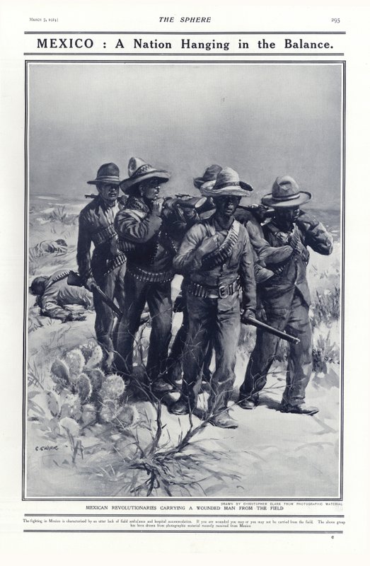 Meksikanske revolusjonære bærer en såret mann fra felten, 1914 av Addison Thomas Millar